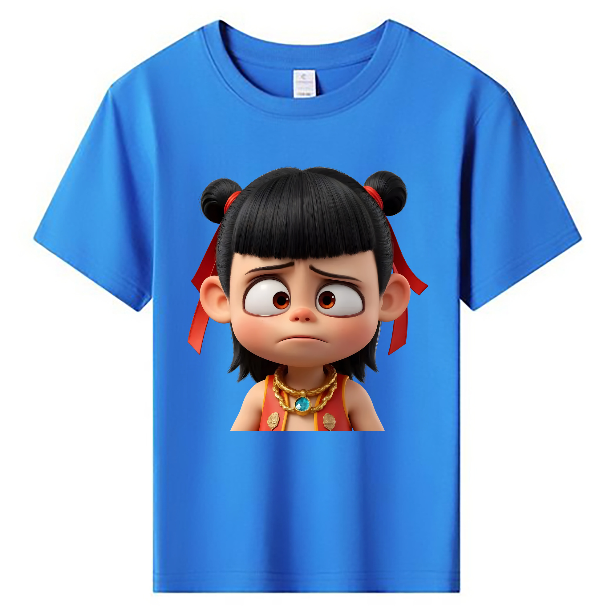 （画像用） Ne Zha 2 ナタ 魔童の大暴れ 綿100％キッズTシャツ（フロントプリント）